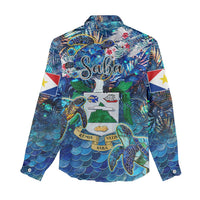 Saba Women Casual Shirt Sea Turtle Tropical Pattern - Wonder Print Shop
