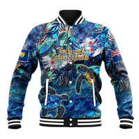 Turks and Caicos Islands Baseball Jacket Sea Turtle Tropical Pattern