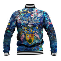Turks and Caicos Islands Baseball Jacket Sea Turtle Tropical Pattern