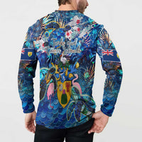 Turks and Caicos Islands Button Sweatshirt Sea Turtle Tropical Pattern