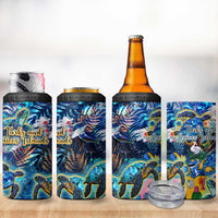 Turks and Caicos Islands 4 in 1 Can Cooler Tumbler Sea Turtle Tropical Pattern