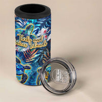 Turks and Caicos Islands 4 in 1 Can Cooler Tumbler Sea Turtle Tropical Pattern