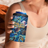 Turks and Caicos Islands 4 in 1 Can Cooler Tumbler Sea Turtle Tropical Pattern
