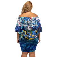 Turks and Caicos Islands Family Matching Off Shoulder Short Dress and Hawaiian Shirt Sea Turtle Tropical Pattern - Wonder Print Shop