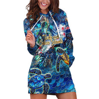 Turks and Caicos Islands Hoodie Dress Sea Turtle Tropical Pattern - Wonder Print Shop
