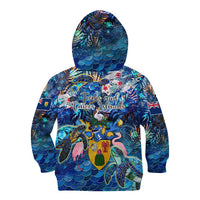 Turks and Caicos Islands Kid Hoodie Sea Turtle Tropical Pattern - Wonder Print Shop