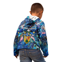 Turks and Caicos Islands Kid Hoodie Sea Turtle Tropical Pattern - Wonder Print Shop
