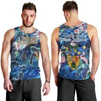 Turks and Caicos Islands Men Tank Top Sea Turtle Tropical Pattern - Wonder Print Shop