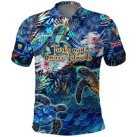 Turks and Caicos Islands Polo Shirt Sea Turtle Tropical Pattern - Wonder Print Shop