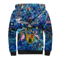 Turks and Caicos Islands Sherpa Hoodie Sea Turtle Tropical Pattern - Wonder Print Shop