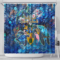 Turks and Caicos Islands Shower Curtain Sea Turtle Tropical Pattern - Wonder Print Shop