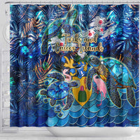 Turks and Caicos Islands Shower Curtain Sea Turtle Tropical Pattern - Wonder Print Shop