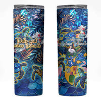 Turks and Caicos Islands Skinny Tumbler Sea Turtle Tropical Pattern - Wonder Print Shop