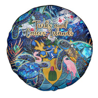 Turks and Caicos Islands Spare Tire Cover Sea Turtle Tropical Pattern - Wonder Print Shop