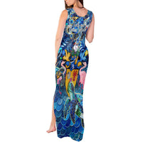 Turks and Caicos Islands Tank Maxi Dress Sea Turtle Tropical Pattern - Wonder Print Shop