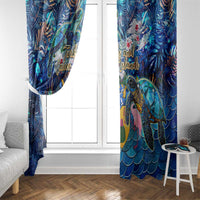 Turks and Caicos Islands Window Curtain Sea Turtle Tropical Pattern - Wonder Print Shop