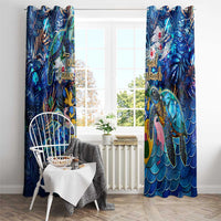 Turks and Caicos Islands Window Curtain Sea Turtle Tropical Pattern - Wonder Print Shop