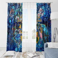 Turks and Caicos Islands Window Curtain Sea Turtle Tropical Pattern - Wonder Print Shop