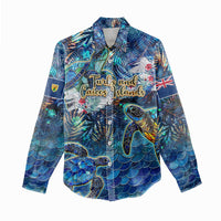 Turks and Caicos Islands Women Casual Shirt Sea Turtle Tropical Pattern - Wonder Print Shop
