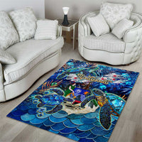 Montserrat Area Rug Sea Turtle Tropical Pattern