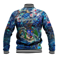 Montserrat Baseball Jacket Sea Turtle Tropical Pattern