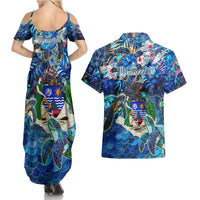 Montserrat Couples Matching Summer Maxi Dress and Hawaiian Shirt Sea Turtle Tropical Pattern