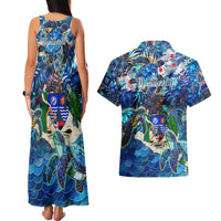 Montserrat Couples Matching Tank Maxi Dress and Hawaiian Shirt Sea Turtle Tropical Pattern