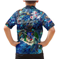 Montserrat Family Matching Mermaid Dress and Hawaiian Shirt Sea Turtle Tropical Pattern