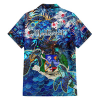 Montserrat Family Matching Off The Shoulder Long Sleeve Dress and Hawaiian Shirt Sea Turtle Tropical Pattern