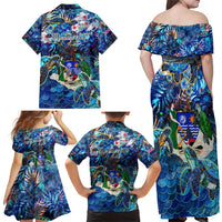 Montserrat Family Matching Off Shoulder Maxi Dress and Hawaiian Shirt Sea Turtle Tropical Pattern