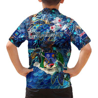 Montserrat Family Matching Short Sleeve Bodycon Dress and Hawaiian Shirt Sea Turtle Tropical Pattern - Wonder Print Shop