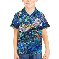 Montserrat Family Matching Short Sleeve Bodycon Dress and Hawaiian Shirt Sea Turtle Tropical Pattern - Wonder Print Shop