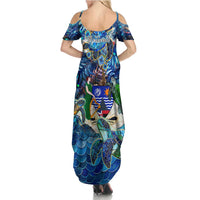 Montserrat Family Matching Summer Maxi Dress and Hawaiian Shirt Sea Turtle Tropical Pattern - Wonder Print Shop