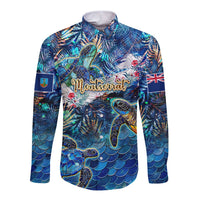 Montserrat Long Sleeve Button Shirt Sea Turtle Tropical Pattern