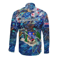 Montserrat Long Sleeve Button Shirt Sea Turtle Tropical Pattern
