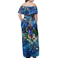 Montserrat Off Shoulder Maxi Dress Sea Turtle Tropical Pattern - Wonder Print Shop