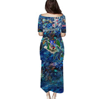 Montserrat Puletasi Sea Turtle Tropical Pattern - Wonder Print Shop