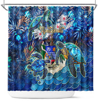 Montserrat Shower Curtain Sea Turtle Tropical Pattern - Wonder Print Shop