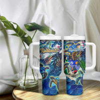 Montserrat Tumbler With Handle Sea Turtle Tropical Pattern - Wonder Print Shop