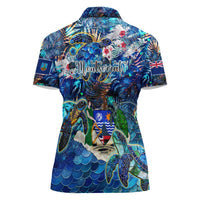 Montserrat Women Polo Shirt Sea Turtle Tropical Pattern - Wonder Print Shop