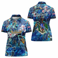Montserrat Women Polo Shirt Sea Turtle Tropical Pattern - Wonder Print Shop