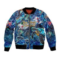 Bay Islands Department Bomber Jacket Sea Turtle Tropical Pattern