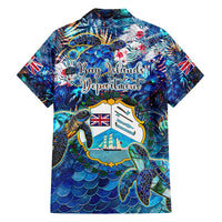Bay Islands Department Family Matching Off Shoulder Short Dress and Hawaiian Shirt Sea Turtle Tropical Pattern - Wonder Print Shop