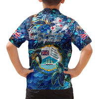Bay Islands Department Family Matching Puletasi and Hawaiian Shirt Sea Turtle Tropical Pattern