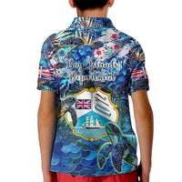Bay Islands Department Kid Polo Shirt Sea Turtle Tropical Pattern - Wonder Print Shop