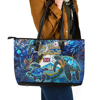 Bay Islands Department Leather Tote Bag Sea Turtle Tropical Pattern
