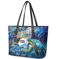 Bay Islands Department Leather Tote Bag Sea Turtle Tropical Pattern