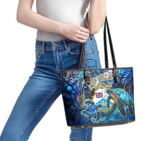 Bay Islands Department Leather Tote Bag Sea Turtle Tropical Pattern