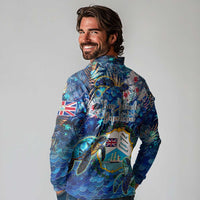 Bay Islands Department Long Sleeve Polo Shirt Sea Turtle Tropical Pattern - Wonder Print Shop
