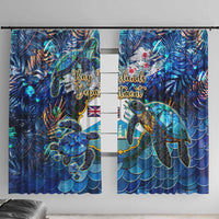 Bay Islands Department Window Curtain Sea Turtle Tropical Pattern - Wonder Print Shop